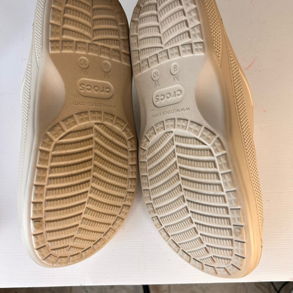 CROCS Baya iconic comfort Beige waterproof slides logo men’s sz 8 women’s sz10 - Picture 4 of 8